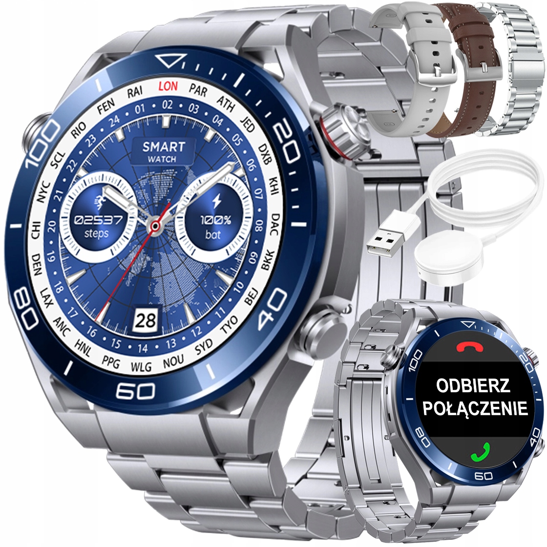 Inteligentné hodinky JG SMART SERIES SILVER strieborné + 4 ďalšie produkty